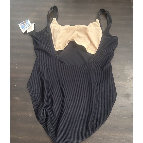 90's Vintage Catalina Swimsuit Ribbed Black Low Back High Cut Leg Sz 3x NWT - Picture 3 of 4